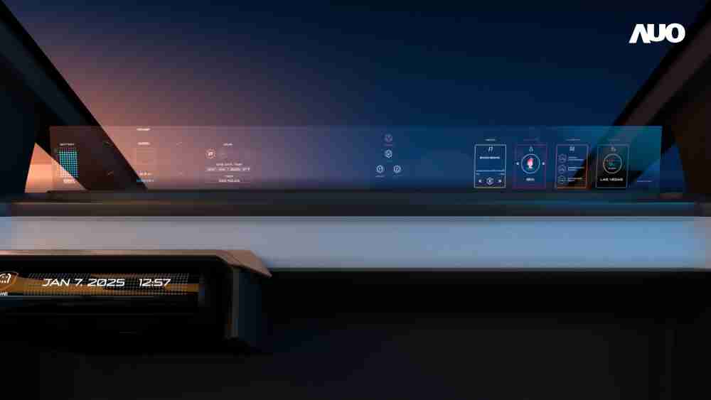 口袋牛店无界透明显示接口(Horizon Image Glass)透过车运算方案整合仪表板、、中控台及副驾显示器，，一体式全景呈现，，提供乘用者清晰的前方视野、、行车必要信息与娱乐功能