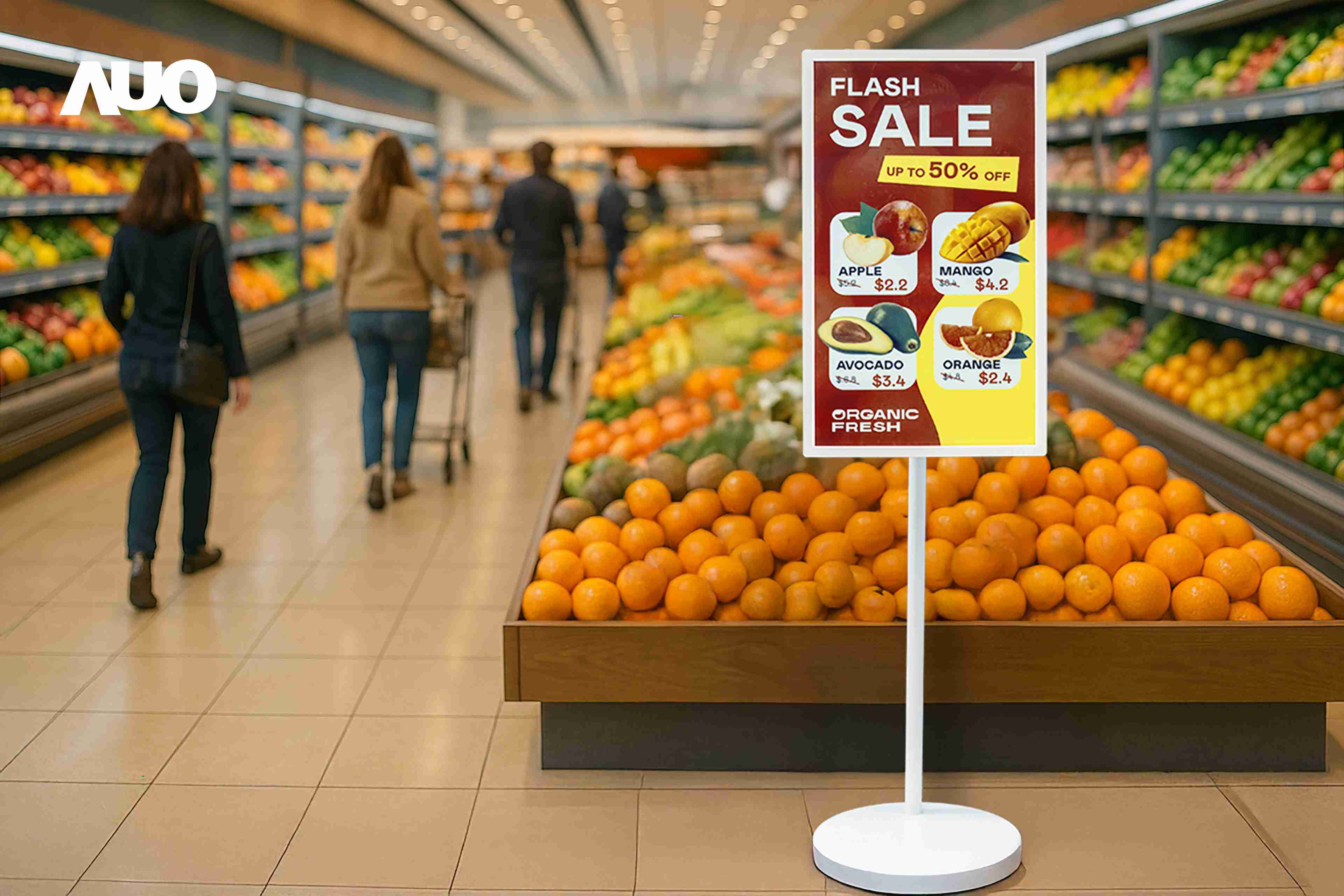 达擎首亮相低功耗、、、、全彩的〝aecoPost电子纸解决方案〞，，，仅在更新画面时需要微量的电力驱动，，，，无需布建电线的便捷设计，，，，使其可灵活应用、、、、随意置放，，并可透过云端或行动装置app，，，轻松管理及排程广告内容，，，，晋升店头营销利器。。。。